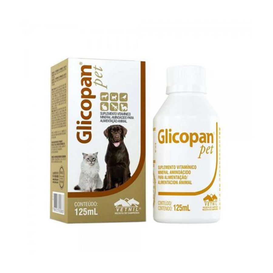 Glicopan Pet 125 ml suplemento líquido con 22 aminoácidos, vitaminas B y glucosa. Estimula el apetito, da energía y mejora el estado general de tu mascota. B-Pets