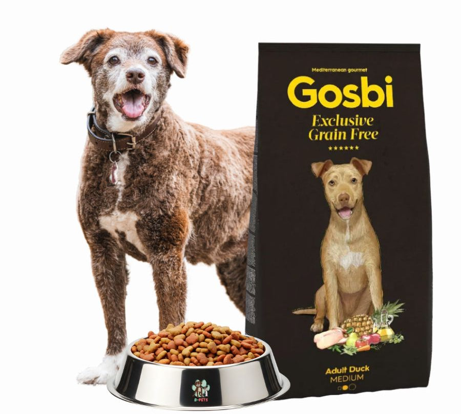 Gosbi Exclusive Grain Free Adult Duck Medium 12 Kg, alimento sin cereales, con pato fresco, hipoalergénico y fácil de digerir para perros medianos.