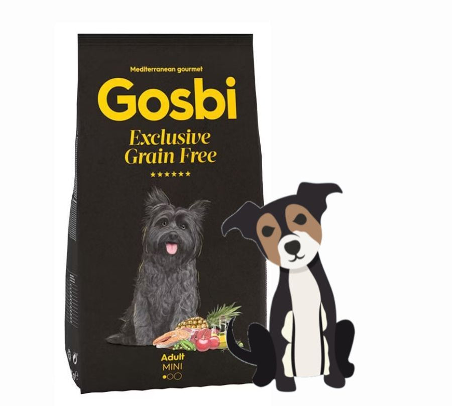 Gosbi Exclusive Grain Free Adult Mini 7kg, con salmón y cordero frescos, sin cereales, ideal para perros pequeños. Alta palatabilidad y fácil digestión.