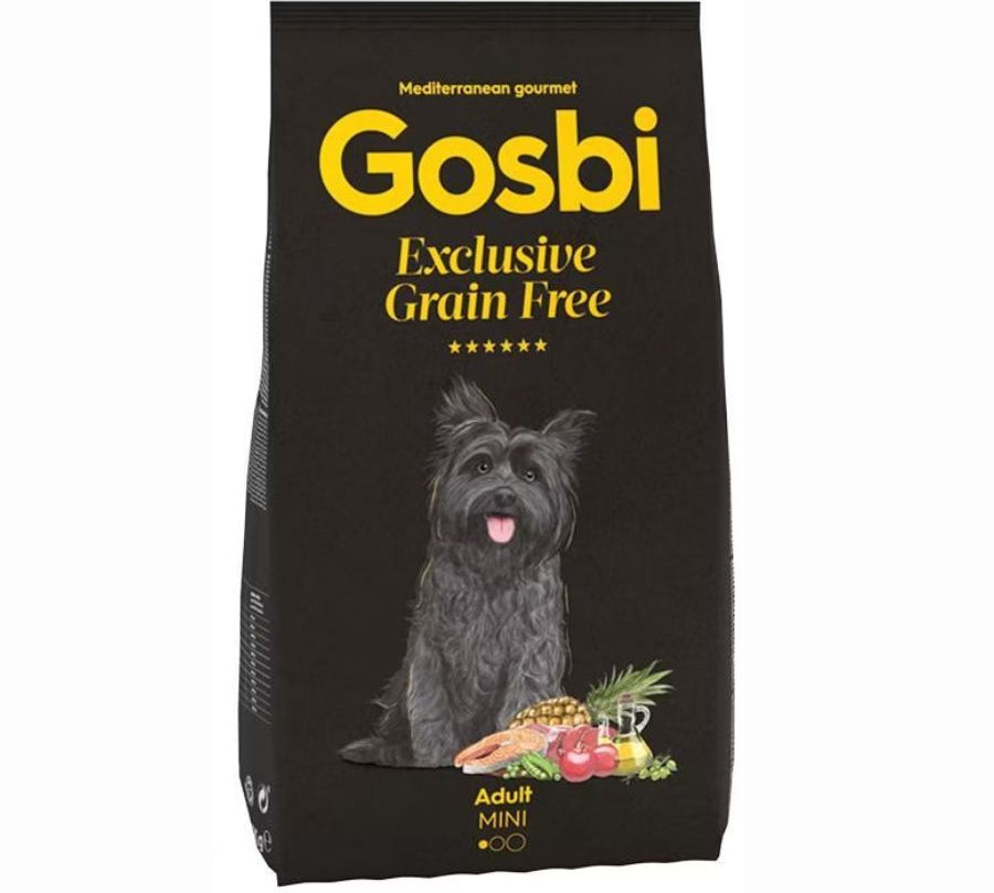 Gosbi Exclusive Grain Free Adult Mini 7kg, con salmón y cordero frescos, sin cereales, ideal para perros pequeños. Alta palatabilidad y fácil digestión.