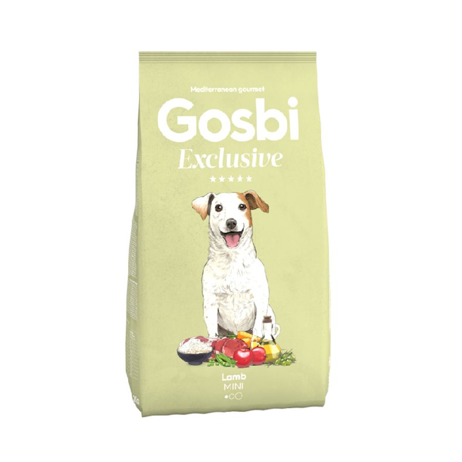 Gosbi Exclusive Lamb Mini 2 Kg, con cordero como ingrediente principal. Alta digestibilidad, sin cereales y con condroprotectores añadidos. B-Pets