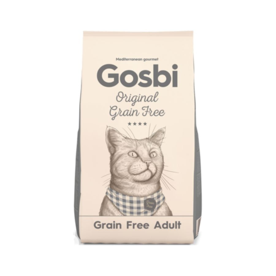 Gosbi Original Cat Grain Free Adult 12 Kg, sin cereales, rico en proteínas y probióticos, ideal para una digestión saludable y vitalidad diaria.