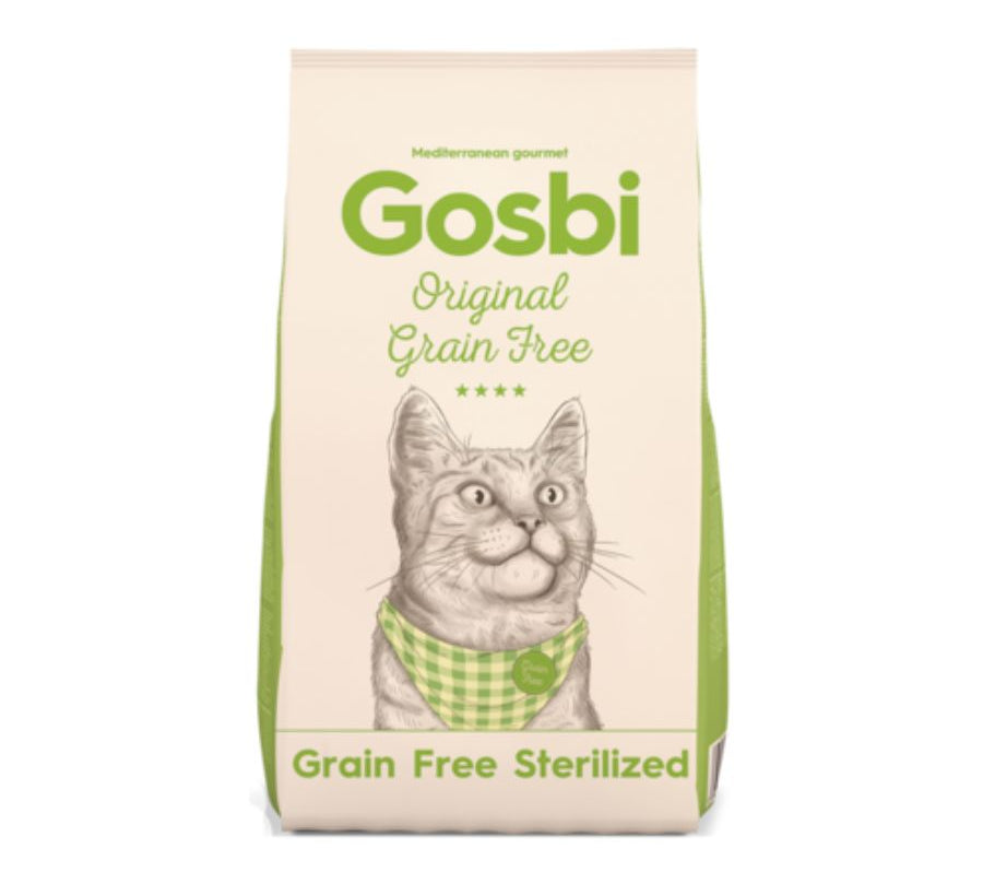 Gosbi Original Cat Grain Free Sterilized 7 Kg alimento sin cereales para gatos esterilizados, con bajo contenido en grasa y fibra para controlar el apetito.