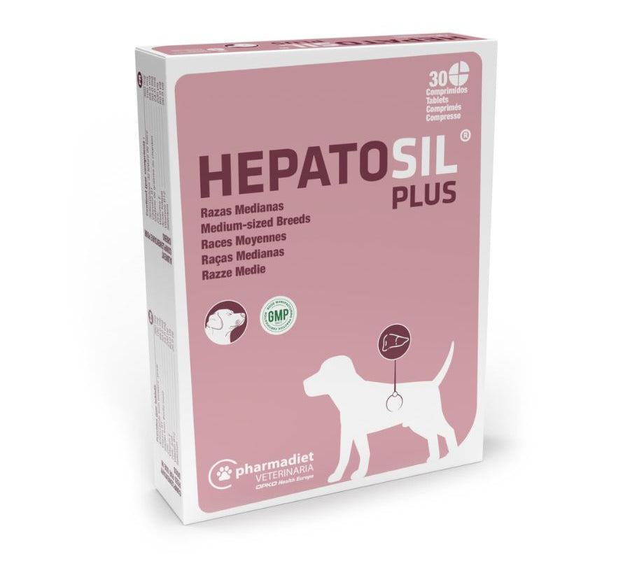 Hepatosil Razas Medianas 30 Comprimidos, suplemento con silibina, zinc y vitaminas para proteger el hígado y apoyar la función hepática en perros. B-Pets