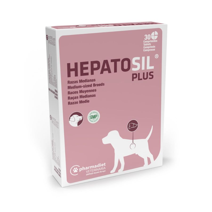 Hepatosil Razas Medianas 30 Comprimidos, suplemento con silibina, zinc y vitaminas para proteger el hígado y apoyar la función hepática en perros. B-Pets