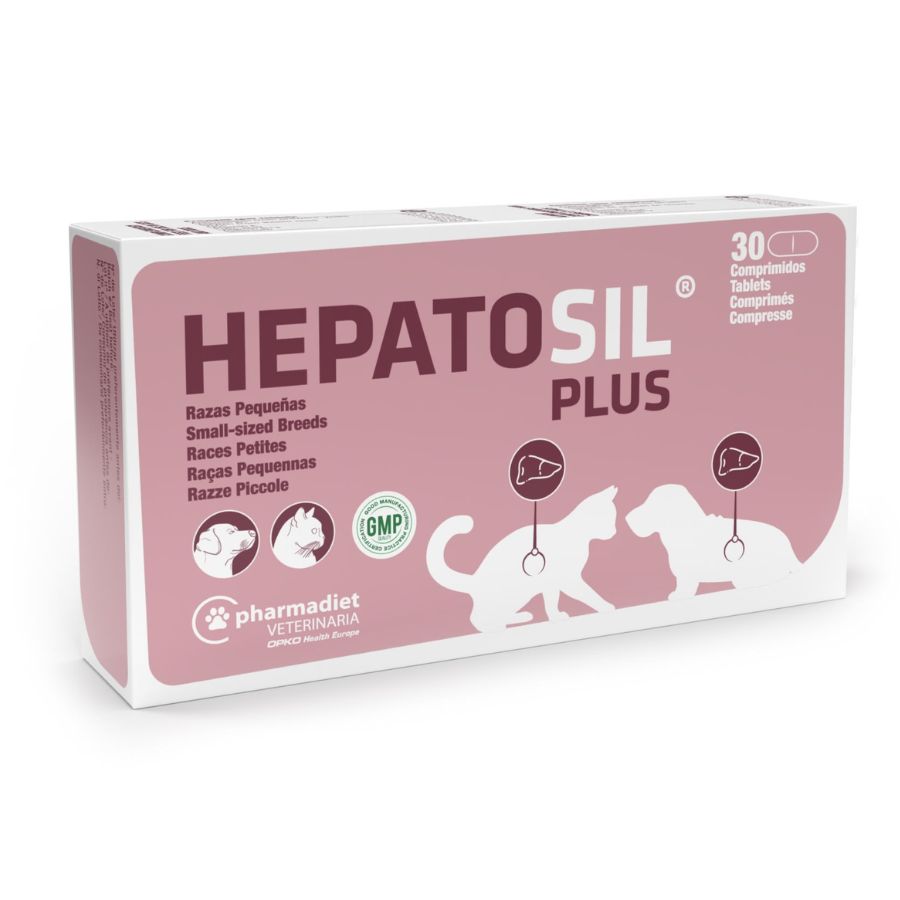Hepatosil Razas Pequeñas y Gatos 30 Comprimidos protege el hígado, ayuda a regenerar células hepáticas y favorece la eliminación de toxinas.
