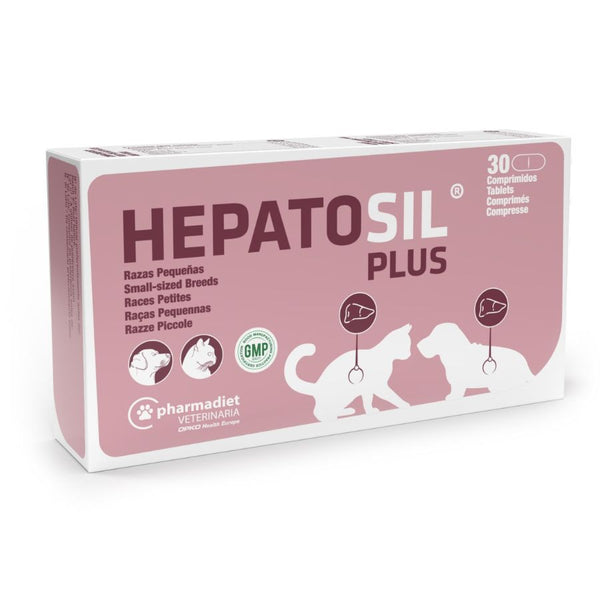 Hepatosil Razas Pequeñas y Gatos 30 Comprimidos protege el hígado, ayuda a regenerar células hepáticas y favorece la eliminación de toxinas.
