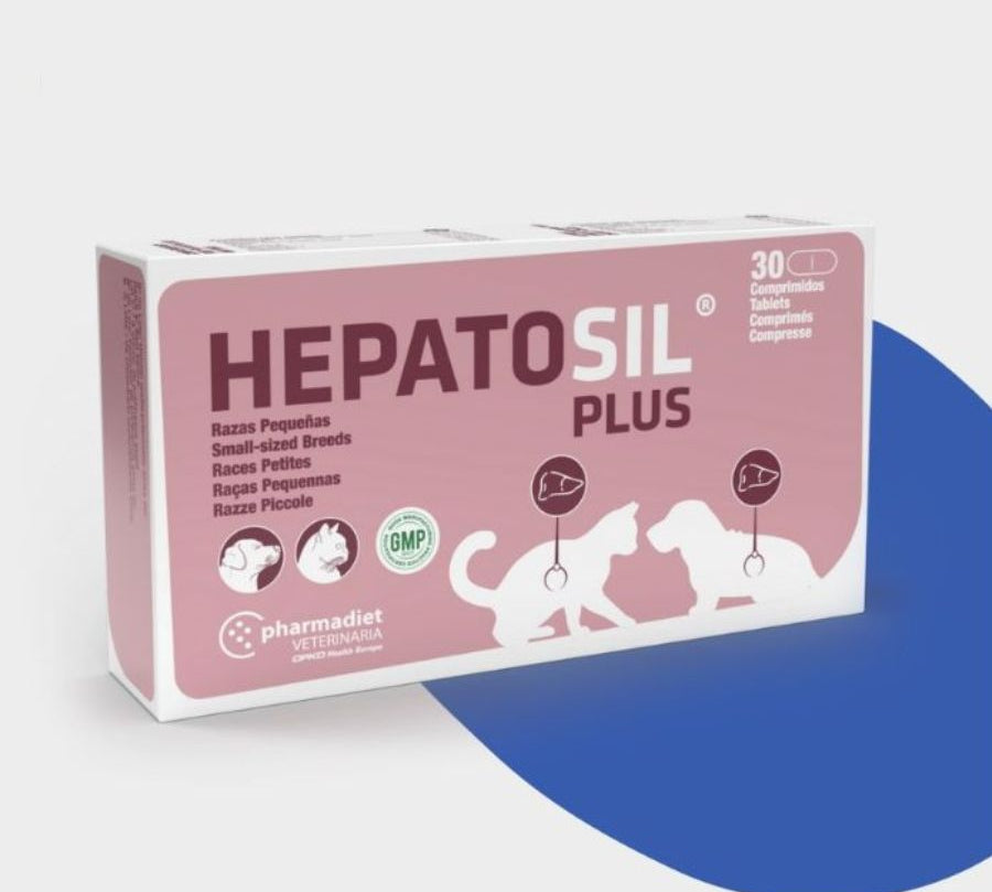 Hepatosil Razas Pequeñas y Gatos 30 Comprimidos protege el hígado, ayuda a regenerar células hepáticas y favorece la eliminación de toxinas.