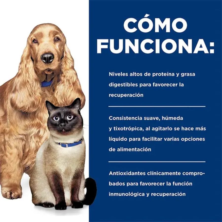 Hills Lata a/d Urgent Care 156GR soporte nutricional intensivo para recuperación post cirugía o enfermedad, alta energía y gran palatabilidad.