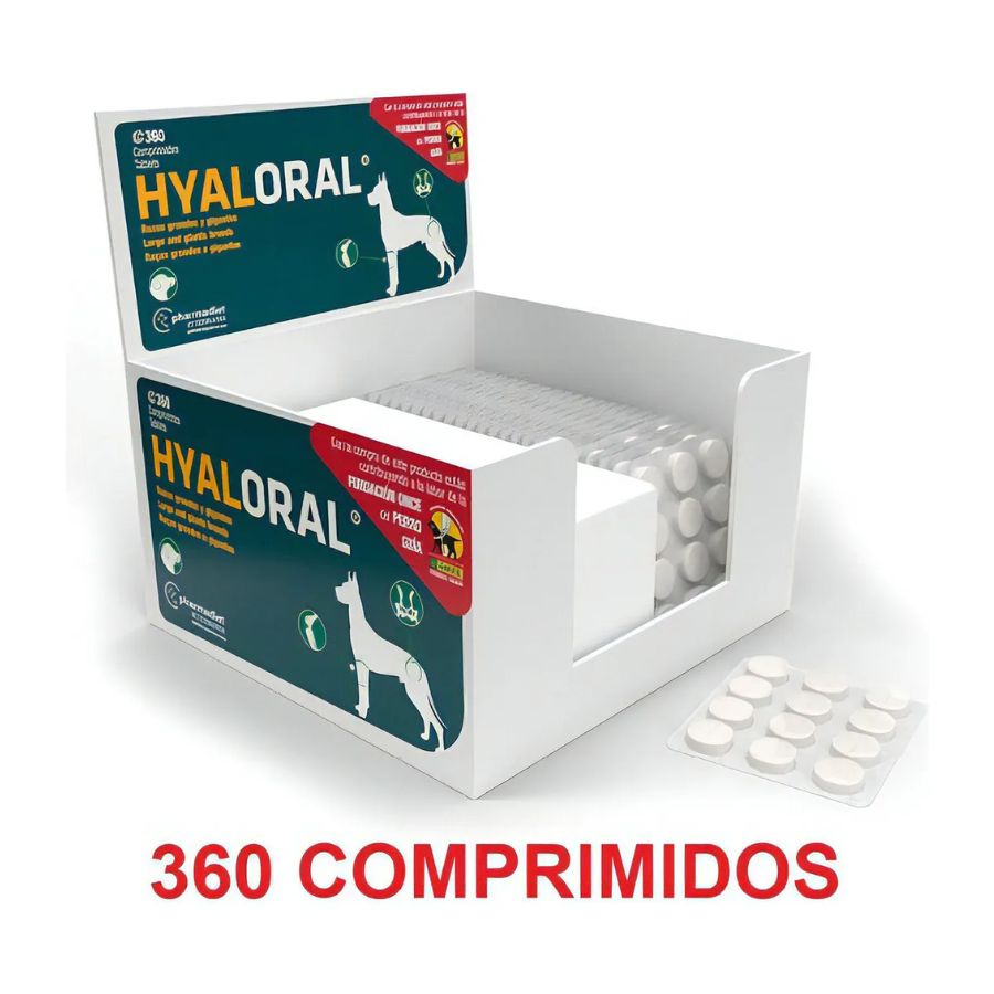 Hyaloral Razas Grandes y Gigantes 360, condroprotector avanzado para perros de gran tamaño. Mejora la movilidad y protege las articulaciones.