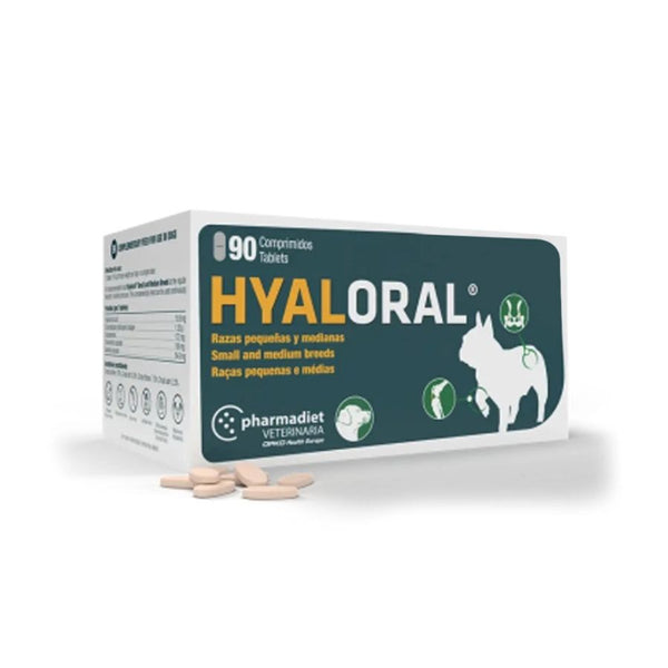 Hyaloral Razas Pequeñas y Medianas condroprotector con colágeno y ácido hialurónico. Mejora movilidad, articulaciones y previene inflamación.