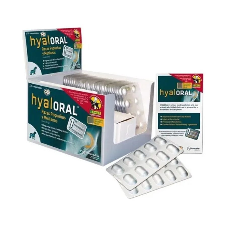 Hyaloral Razas Pequeñas y Medianas 🐶 condroprotector con colágeno y ácido hialurónico. Mejora movilidad, articulaciones y previene inflamación.