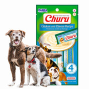 Churu Perro Sabor Pollo y Queso es un snack cremoso con ingredientes de grado humano, sin granos ni aditivos. Ideal como premio para perros de todas las edades.