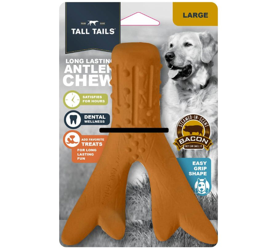 Juguete Cuerno Masticable Sabor Tocino 🐾, resistente y con aroma a tocino. Ideal para perros que aman masticar y jugar con snacks.