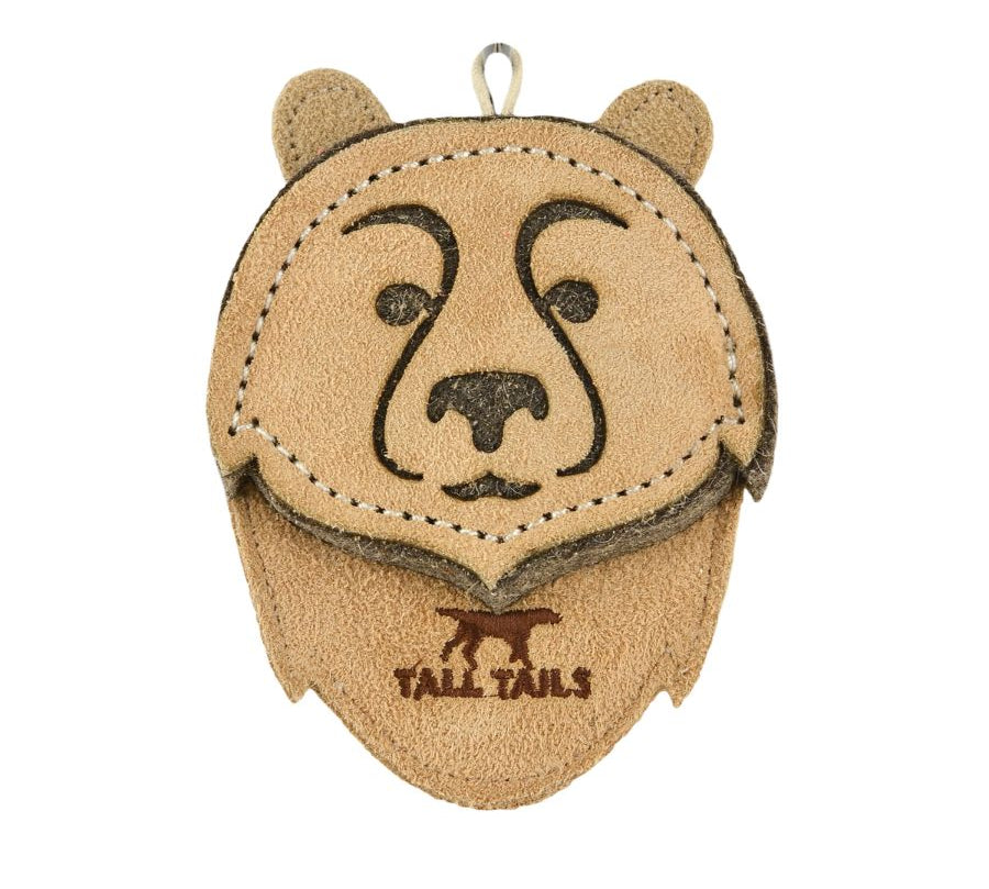 Juguete Oso de Cuero Natural y Lana 🦊, seguro y ecológico, ideal para perros pequeños en juegos de buscar y tirar. Sin químicos ni colorantes.