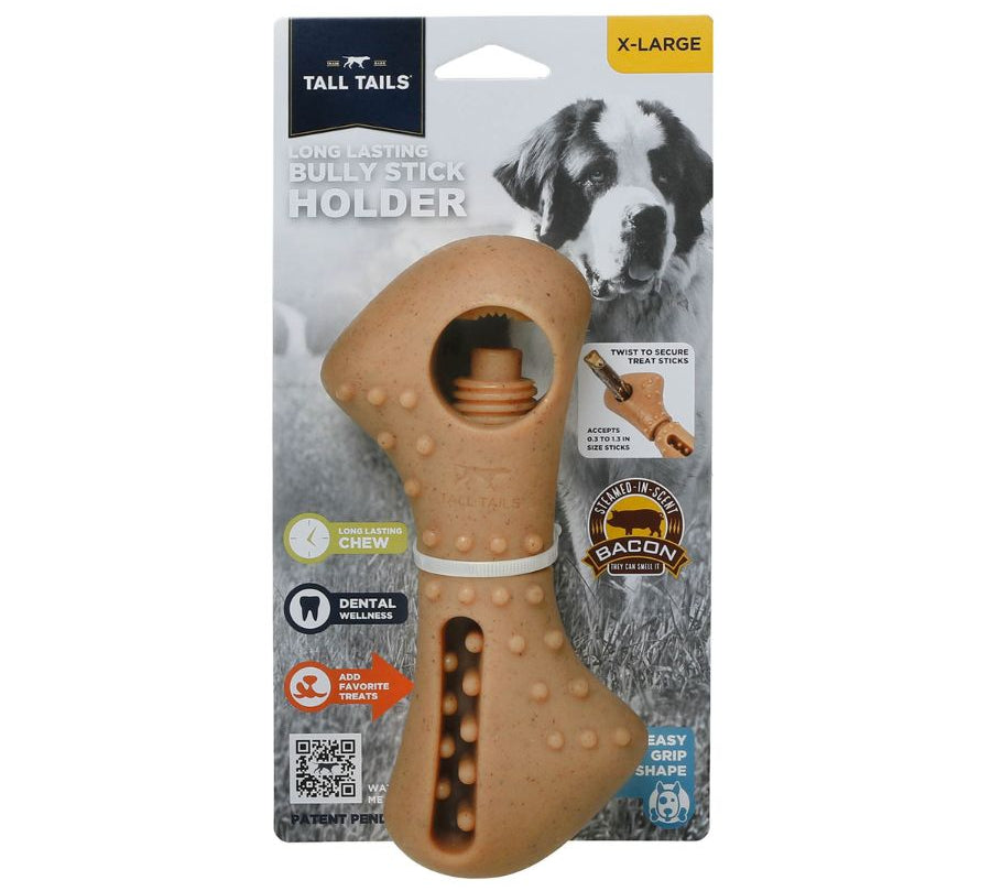 Juguete Porta Stick Masticable Sabor Tocino 🐾, seguro y con aroma a tocino, sujeta snacks y reduce el riesgo de asfixia en perros activos.
