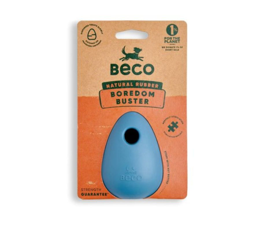 Juguete Rellenable Boredom Buster de Goma Natural 🐾, ideal para snacks o pasta. Estimula y entretiene a tu perro con su diseño giratorio y resistente.