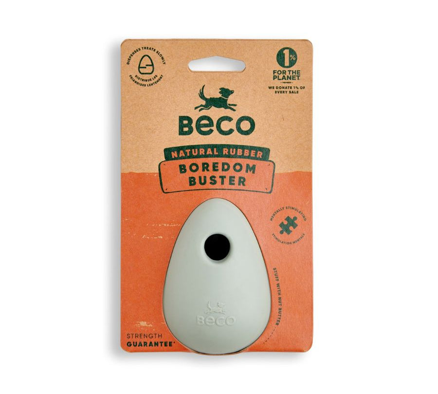 Juguete Rellenable Boredom Buster de Goma Natural 🐾, ideal para snacks o pasta. Estimula y entretiene a tu perro con su diseño giratorio y resistente.