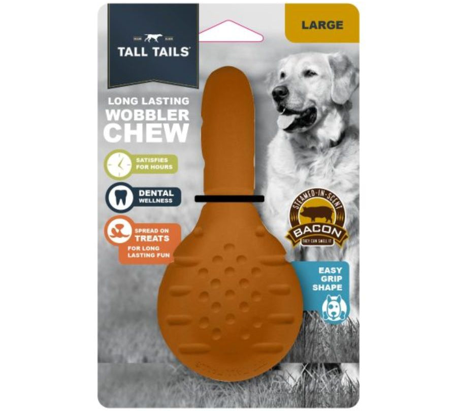 Juguete Wobbler Masticable Sabor Tocino 🐶, duradero y con aroma a tocino, ideal para perros que aman masticar y jugar con snacks.