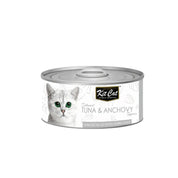 Kit Cat Deboned Atún & Anchoas Toppers: Alimento húmedo gourmet para gatos. Enriquecido con omega-3 y 6, apoya la salud renal y cardíaca. Bajo en calorías.