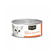 Kit Cat Deboned Atún & Salmón Toppers: Alimento húmedo gourmet para gatos. Enriquecido con omega-3 y 6, apoya la salud renal y cardíaca. Bajo en calorías.