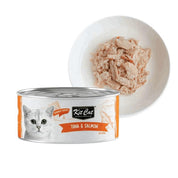 Kit Cat Deboned Atún & Salmón Toppers: Alimento húmedo gourmet para gatos. Enriquecido con omega-3 y 6, apoya la salud renal y cardíaca. Bajo en calorías.