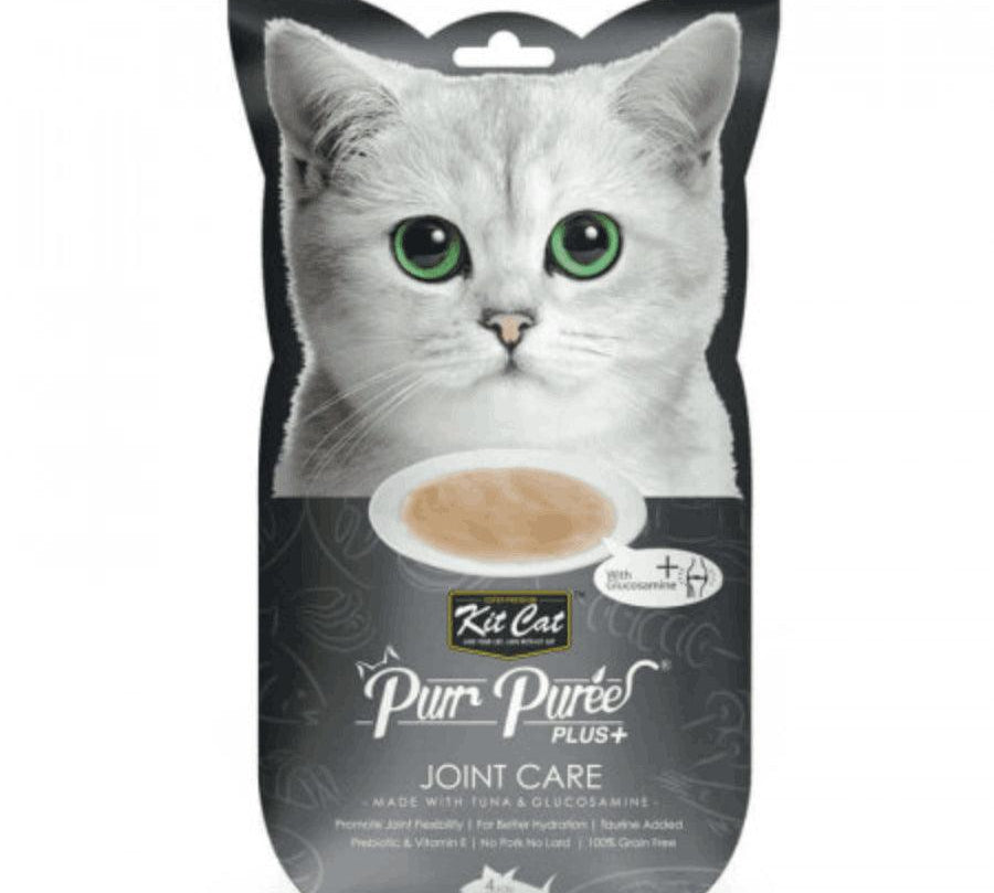 Kit Cat Purr Plus Joint Care Atún: Snack para gatos con glucosamina y atún fresco. Natural, bajo en calorías y enriquecido con Omega 3, Taurina y Vitamina E.