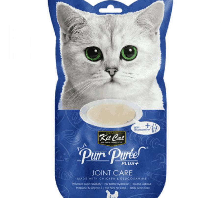 Kit Cat Purr Plus Joint Care Pollo: Snack enriquecido con glucosamina. 🐱 Ideal para gatos desde los 2 meses. Natural, bajo en calorías y sin cereales."