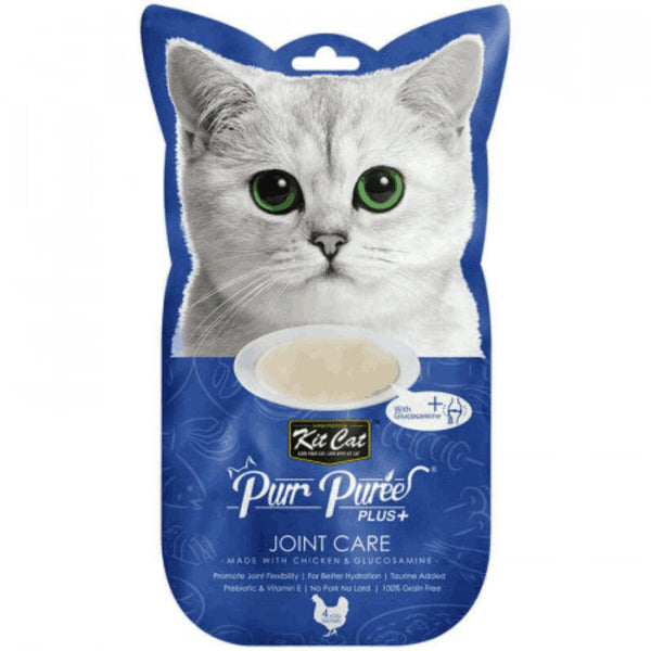 Kit Cat Purr Plus Joint Care Pollo: Snack enriquecido con glucosamina. Ideal para gatos desde los 2 meses. Natural, bajo en calorías y sin cereales.