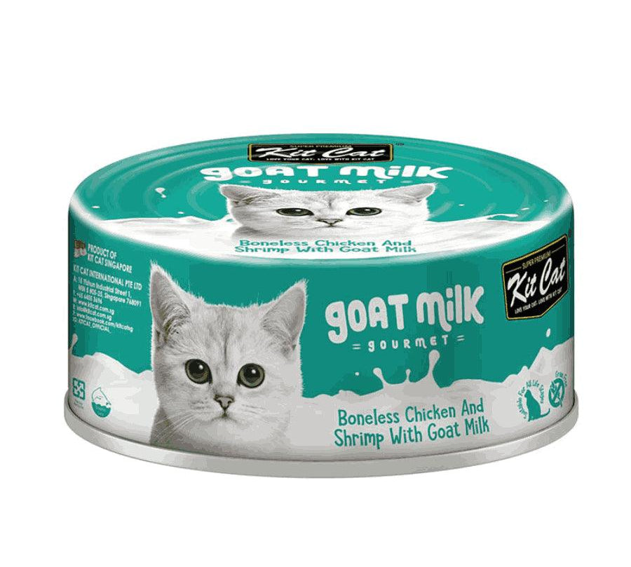 Kit Cat Goat Milk Gourmet Pollo & Camarón: Una experiencia culinaria complementaria y nutritiva para gatos. 🐱 Con leche de cabra, pollo y camarón, libre de granos.