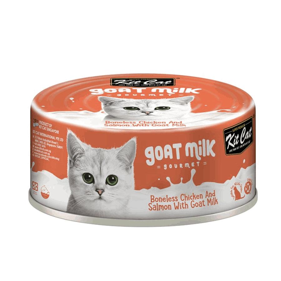 Kit Cat Goat Milk Gourmet Pollo & Salmón: Una experiencia culinaria complementaria y nutritiva para gatos. Con leche de cabra, pollo y salmón, libre de granos.