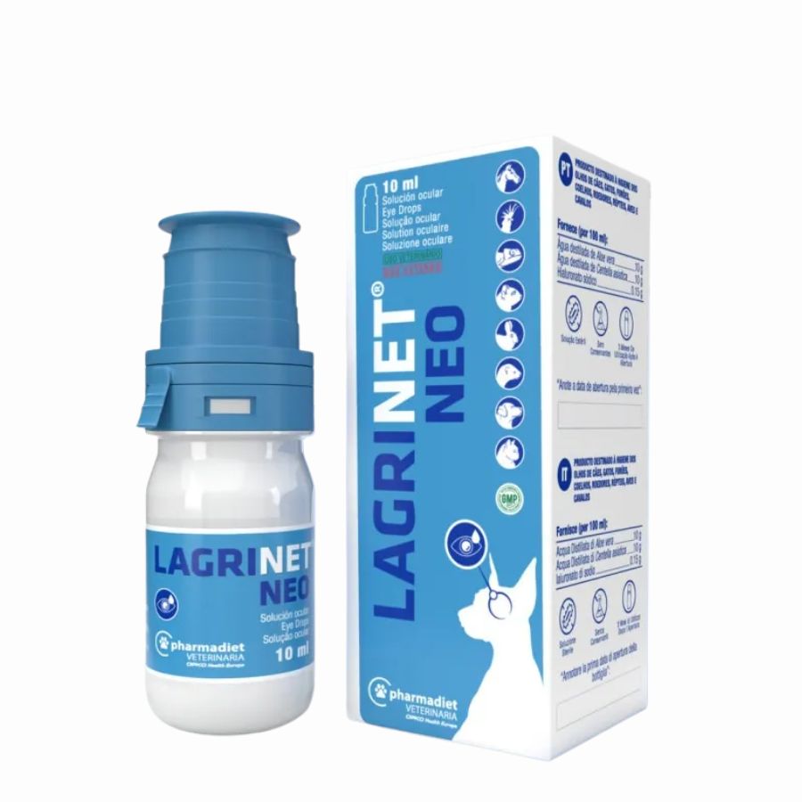 Lagrinet Neo 10 ml, solución ocular sin conservantes con Aloe Vera y Centella Asiática. Ideal para aliviar y proteger ojos secos e irritados.