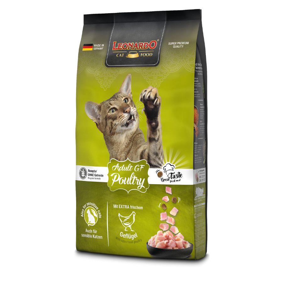 Alimento premium sin cereales Leonardo Adulto Grain Free Poultry 7.5kg para gatos adultos - Nutrición equilibrada y alta calidad. bpets.cl