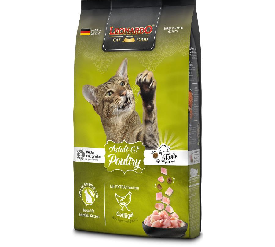 Alimento premium sin cereales Leonardo Adulto Grain Free Poultry 7.5kg para gatos adultos - Nutrición equilibrada y alta calidad. bpets.cl