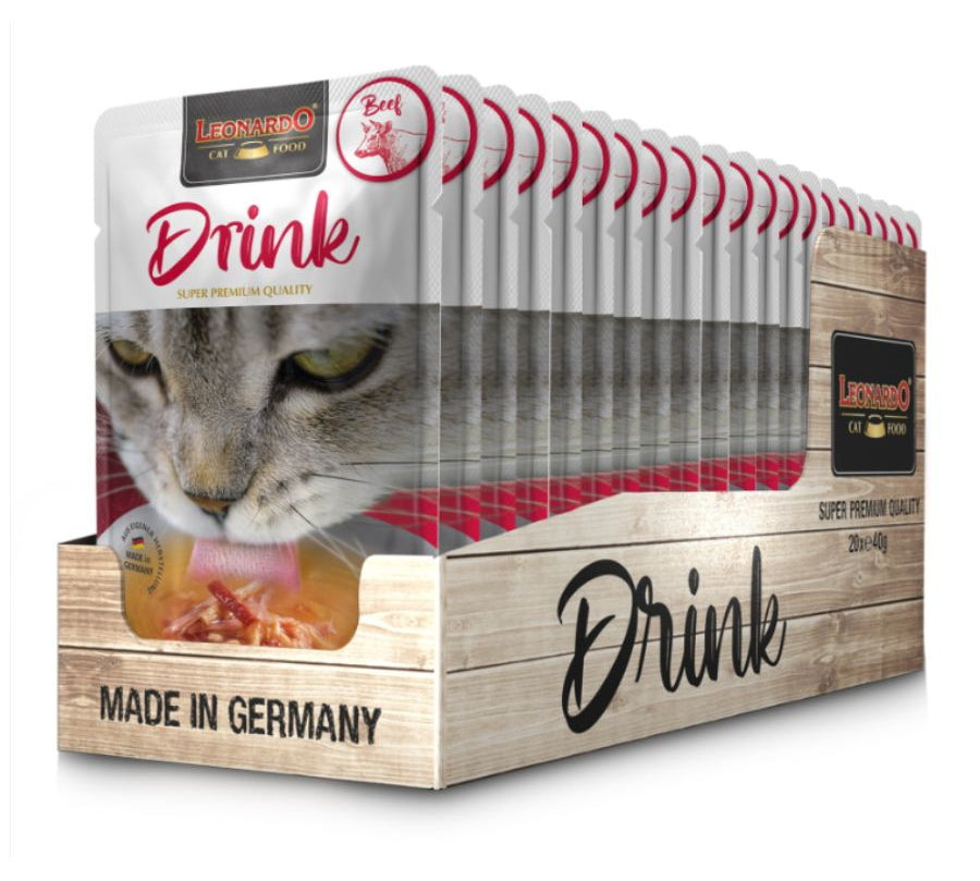 Incrementa la hidratación de tu gato con Leonardo Drink Carne: un delicioso suplemento líquido que promueve la ingesta de fluidos y apoya la salud urinaria. 🥩💧 Perfecto para gatos que consumen alimentos secos.