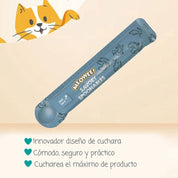 Meowee Atún, Pollo y Pato, snack cremoso con cuchara incluida. Ideal para compartir con tu gato. Enriquecido con taurina y vitaminas esenciales. B-Pets