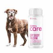 NUP! PETS Care Dry Body Talcum controla olores y humedad con probióticos. Hipoalergénico, hidrata y cuida la piel y pelaje sin necesidad de baño.
