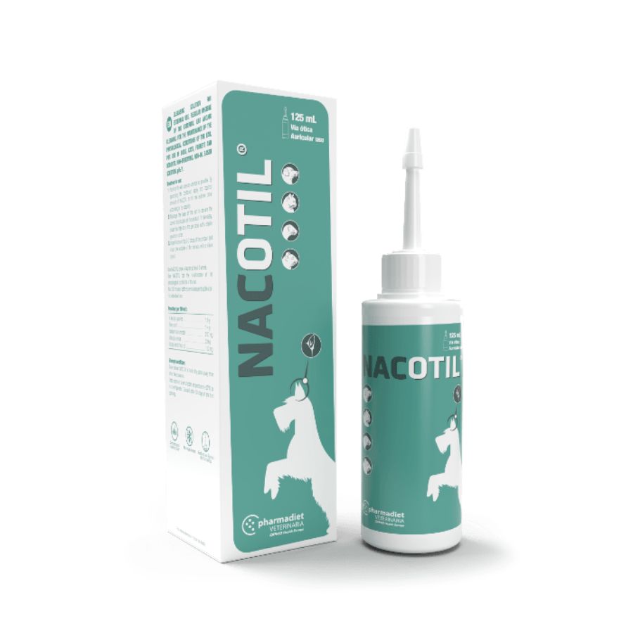 Nacotil 125 ML Limpiador Ótico , solución no oleosa y no irritante para higiene auricular en perros y gatos. Ideal en otitis aguda o crónica. B-Pets