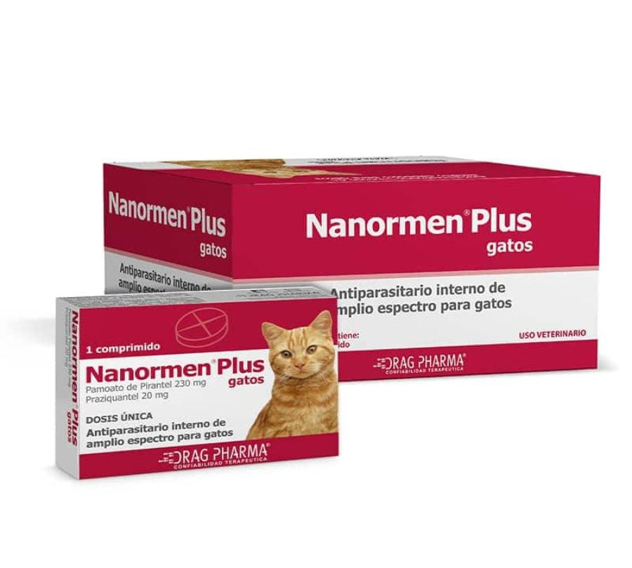 Nanormen Plus Antiparasitario para Gatos, controla nematodos y tenias con fórmula efectiva en comprimido oral. Fácil y seguro de administrar. B-Pets
