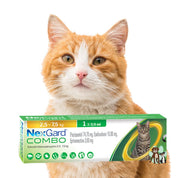 NexGard Combo Antiparasitario para Gatos de 2,5 a 7,5 kg elimina pulgas, garrapatas y gusanos con una aplicación tópica mensual segura y eficaz.