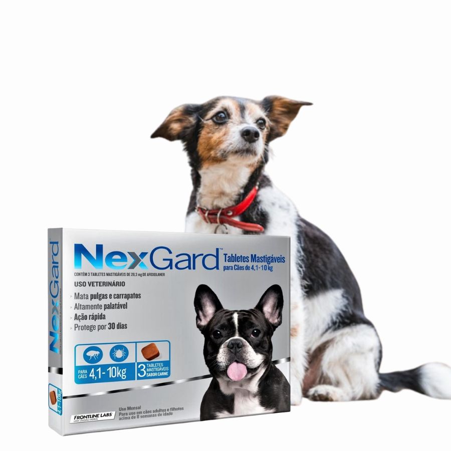 Nexgard 4 a 10 kg 3 comprimidos elimina pulgas, garrapatas y ácaros con acción rápida y sabor a carne. Protección eficaz por 30 días en un solo comprimido.