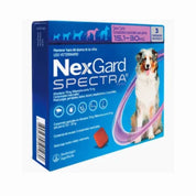 Nexgard Spectra 15.1 a 30 kg 3 comprimidos, antiparasitario masticable con sabor a carne que protege contra pulgas, garrapatas y parásitos internos por 1 mes.