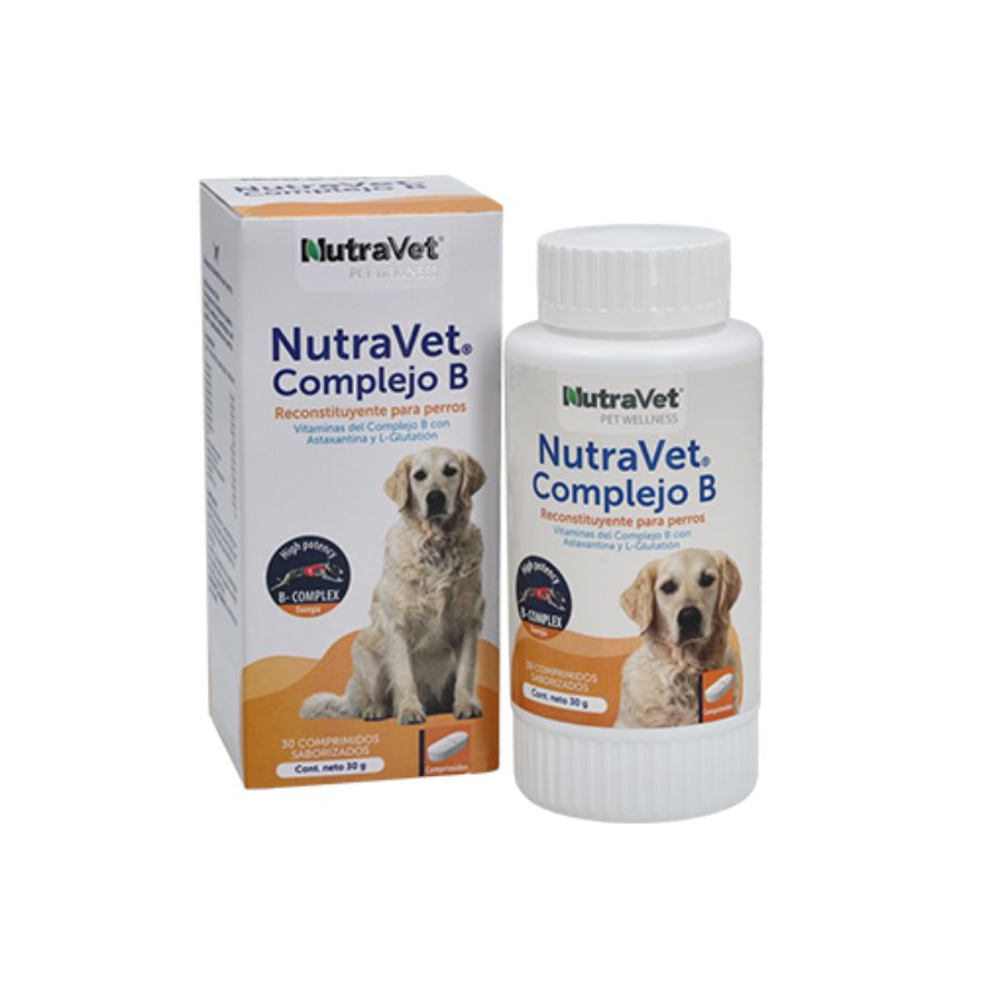 NutraVet Complejo B para Perros suplemento vitamínico con acción neuroprotectora, energética y antioxidante. Ideal para cuadros febriles y anémicos.