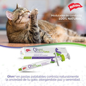 Ohm Pasta Para Gatos - Modulador De Ansiedad, fórmula natural con triptófano, valeriana y teanina. Ayuda a reducir el estrés y mejora la conducta felina.