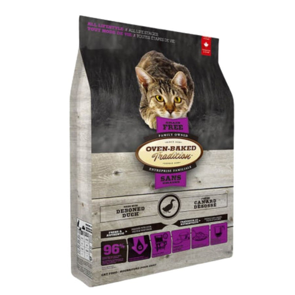 Oven-Baked Grain Free Pato: Alimento premium sin granos para gatos de todas las edades, con pato fresco y croquetas densas.