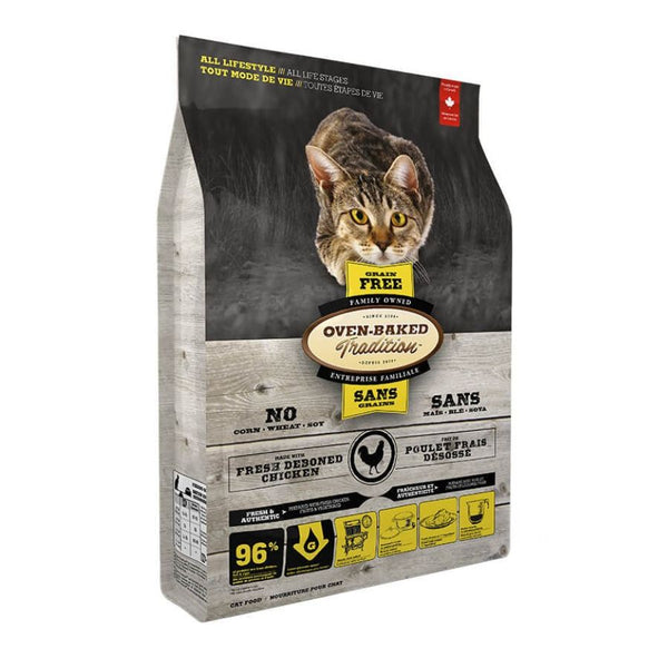 Oven-Baked Grain Free Pollo Alimento sin granos para gatos de todas las edades. Alto en proteínas (42%) y bajo en carbohidratos.
