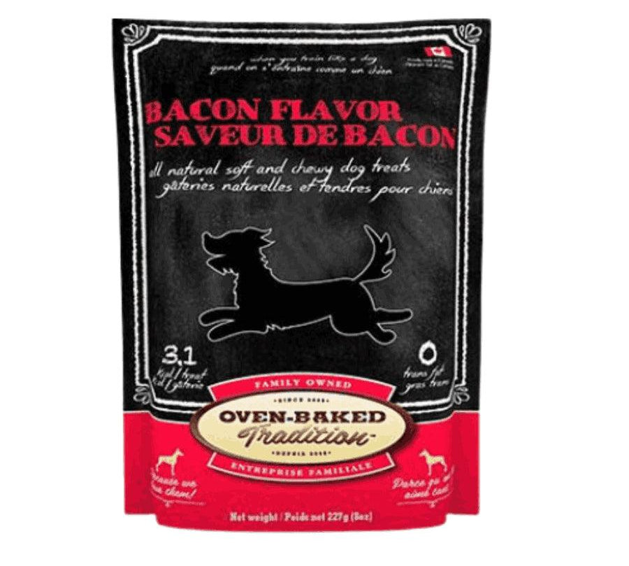 Oven-Baked Snack Sabor Tocino para Perros: Premios sabrosos y saludables. 🐶 Bajos en calorías, enriquecidos con glucosamina y prebióticos para la salud articular y digestiva.