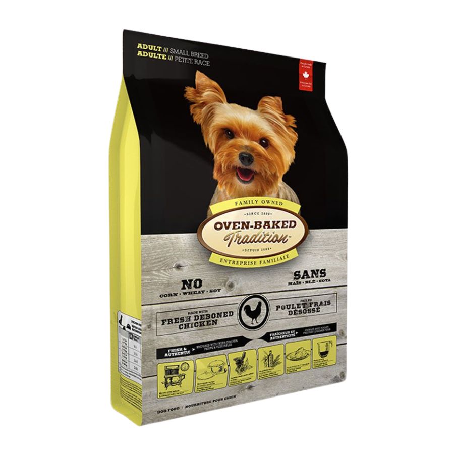 Oven-Baked Tradition Adult Small Breeds Pollo Deshuesado: Alimento natural y holístico para perros adultos de razas pequeñas, con pollo fresco deshuesado y sin sabores ni conservantes artificiales. 🐾🐕