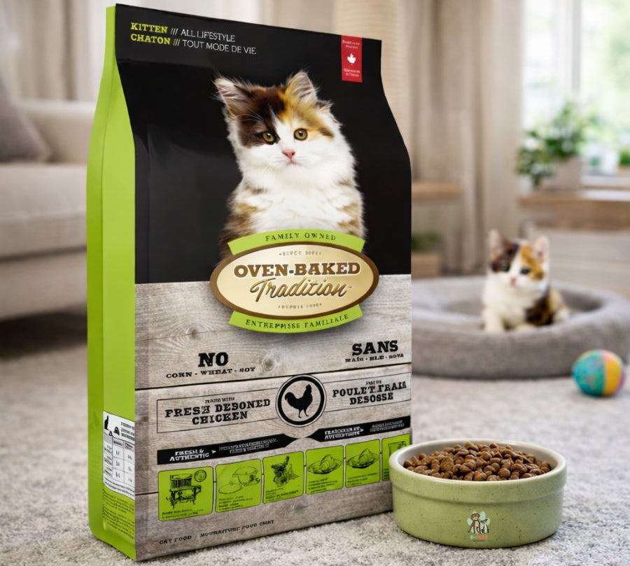 Oven-Baked Kitten Chicken: Alimento premium para gatitos, con pollo fresco, horneado lentamente. Ideal para crecimiento saludable. 