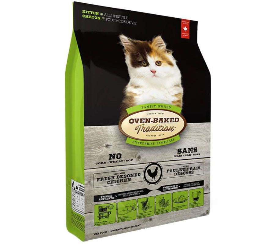 Oven-Baked Kitten Chicken: Alimento premium para gatitos, con pollo fresco, horneado lentamente. 🍗 Ideal para crecimiento saludable. 🐾 Hecho en Canadá.